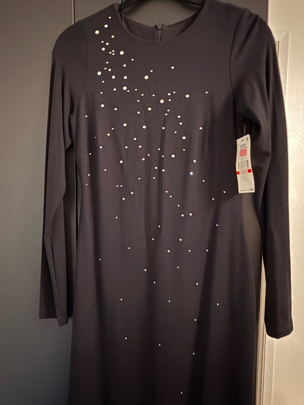 Karen Kane Black Long Sleeve Dress with Crystal Embellishments